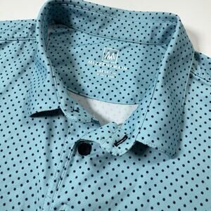 Mizzen+Main Polo Shirt Large Trim Blue Polka Dot Performance Stretch Golf